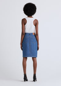 Aine Asymmetrical Denim Skirt - Canal