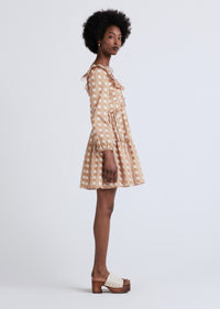 Caramel Multi Daina V-Neck Ruffle Dress | Women's Dress by Derek Lam 10 Crosby
