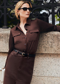 Chocolate Lorena Button Down Blouse | Women's Pants by Derek Lam 10 Crosby