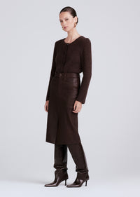 Chocolate Mia Front Slit Pencil Skirt | Women's Skirts by Derek Lam 10 Crosby