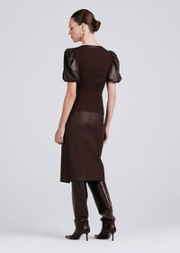 Chocolate Willa Balloon Sleeve Scoop Neck Top | Women's Top by Derek Lam 10 Crosby