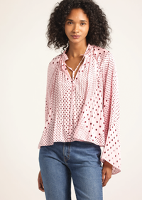 Pink Quartz-Bordeaux Claira Satin Raglan Sleeve Blouse | Women's Top by Derek Lam 10 Crosby