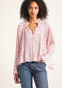 Pink Quartz-Bordeaux Claira Satin Raglan Sleeve Blouse | Women's Top by Derek Lam 10 Crosby