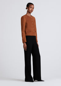 Cognac Freddie Collarless Jacket | Women's Jackets by Derek Lam 10 Crosby