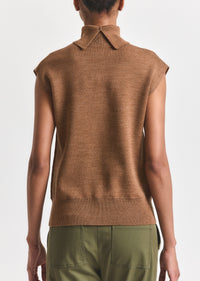 Mocha Mousse Contro Turtleneck Knit Vest | Women's Top by Derek Lam 10 Crosby