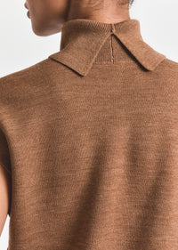 Mocha Mousse Contro Turtleneck Knit Vest | Women's Top by Derek Lam 10 Crosby