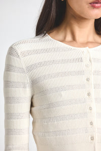 Blanc de Blanc Cora Pointelle Knit Cardigan | Women's Top by Derek Lam 10 Crosby