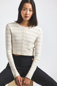 Blanc de Blanc Cora Pointelle Knit Cardigan | Women's Top by Derek Lam 10 Crosby