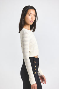 Blanc de Blanc Cora Pointelle Knit Cardigan | Women's Top by Derek Lam 10 Crosby