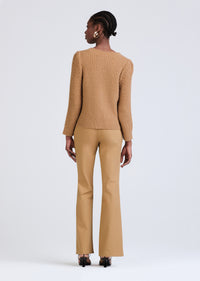 Camel Cosmo Puff Sleeve Cardigan | Women's Sweater by Derek Lam 10 Crosby