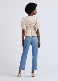 Cream Multi Maureen Balloon Sleeve Top | Women's Top by Derek Lam 10 Crosby