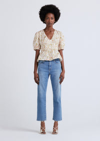 Cream Multi Maureen Balloon Sleeve Top | Women's Top by Derek Lam 10 Crosby
