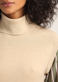 Oatmeal-Fatigue Multi Stripe Cressida Mixed Media Dress | Women's Dresses by Derek Lam 10 Crosby