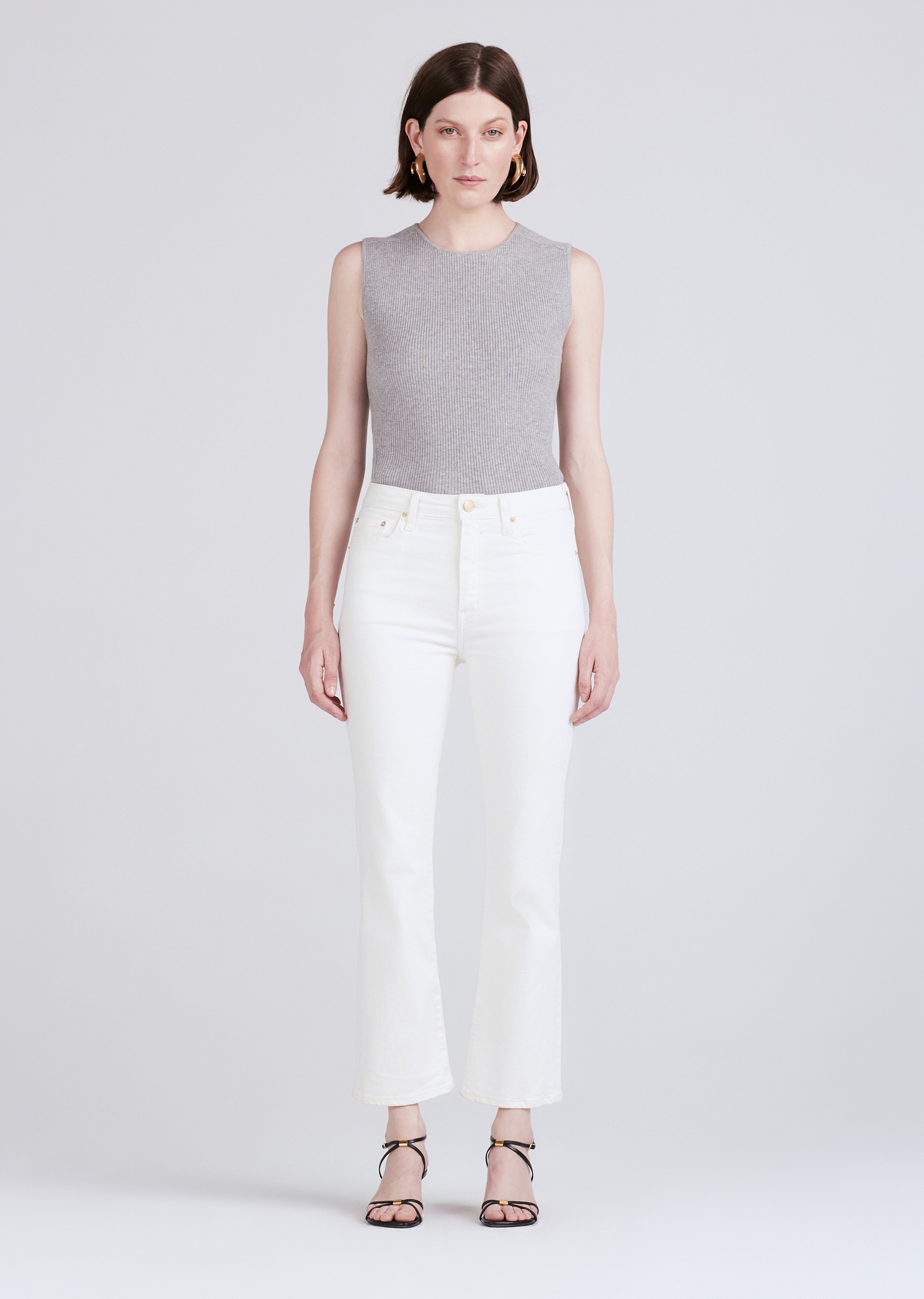 Lynda X High Waist Cropped Flare Cropped Flare Jeans Trousers, Jeans