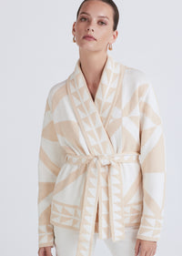 Ecru-Ivory Elowen Shawl Collar Cardigan | Women's Jacket by Derek Lam 10 Crosby