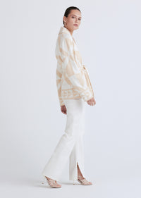 Ecru-Ivory Elowen Shawl Collar Cardigan | Women's Jacket by Derek Lam 10 Crosby