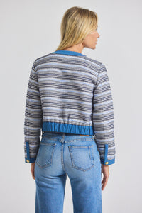 Blue-White Elain Cotton Tweed Jacket With Denim Trim | Women's Jackets by Derek Lam 10 Crosby