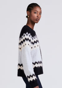 Navy Multi Elani Fair Isle Cardigan | Women's Sweater by Derek Lam 10 Crosby