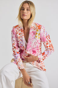 Rose Multi Irina Floral Printed Stretch Linen Blazer | Women's Jackets by Derek Lam 10 Crosby
