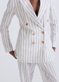 Ivory-Midnight Walter Double Breasted Jacket | Women's Jacket by Derek Lam 10 Crosby