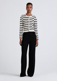 Ivory-Navy Keene Stripe Crewneck Cardigan | Women's Sweater by Derek Lam 10 Crosby