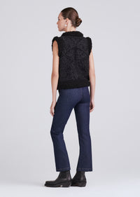 Black Jaime Shearling Trimmed Embriodered Vest | Womens Vest by Derek Lam 10 Crosby
