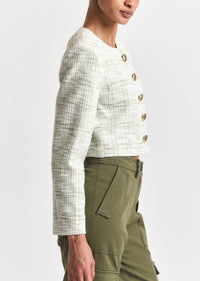 Soft Sage-White Juliette Tweed Jacket | Women's Jackets by Derek Lam 10 Crosby