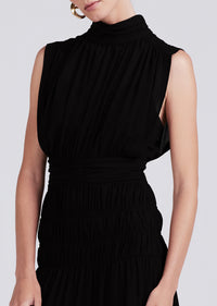 Black Junia Rouched Sleeveless Midi Dress | Women's Dress by Derek Lam 10 Crosby
