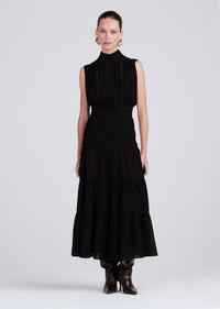 Black Junia Rouched Sleeveless Midi Dress | Women's Dress by Derek Lam 10 Crosby