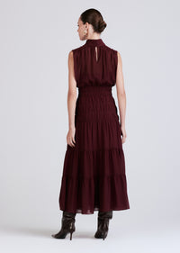 Burgundy Junia Rouched Sleeveless Midi Dress | Women's Dress by Derek Lam 10 Crosby
