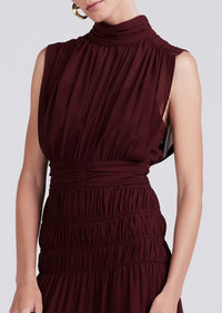 Burgundy Junia Rouched Sleeveless Midi Dress | Women's Dress by Derek Lam 10 Crosby