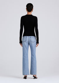 Black Kassandra Ribbed Mock Neck Sweater | Women's Sweater by Derek Lam 10 Crosby