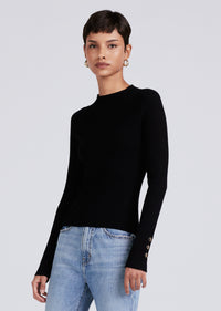 Black Kassandra Ribbed Mock Neck Sweater | Women's Sweater by Derek Lam 10 Crosby