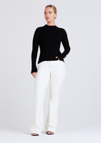 Black Kassandra Ribbed Mock Neck Sweater | Women's Sweater by Derek Lam 10 Crosby