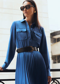 Slate Kenza Pleated Midi Shirt Dress | Women's Dress by Derek Lam 10 Crosby