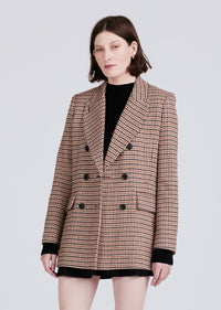 Khaki Multi Raquel Double Breasted Peacoat | Women's Jacket by Derek Lam 10 Crosby
