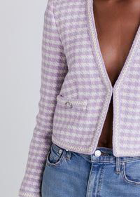 Lavender-Ivory Astrid V-Neck Crop Jacket | Women's Jacket by Derek Lam 10 Crosby