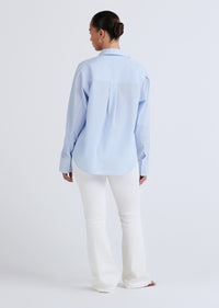 Sky Blue Wesley Button Front Shirt | Women's Top by Derek Lam 10 Crosby
