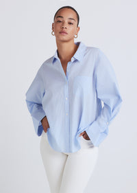 Sky Blue Wesley Button Front Shirt | Women's Top by Derek Lam 10 Crosby