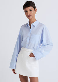 Sky Blue Wesley Button Front Shirt | Women's Top by Derek Lam 10 Crosby