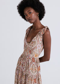 Light Khaki Multi Timothea Shoulder Tie Dress | Women's Dress by Derek Lam 10 Crosby