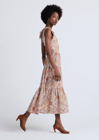 Light Khaki Multi Timothea Shoulder Tie Dress | Women's Dress by Derek Lam 10 Crosby