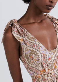 Light Khaki Multi Timothea Shoulder Tie Dress | Women's Dress by Derek Lam 10 Crosby