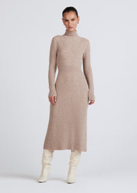 Diana Turtleneck Dress - Light Taupe Melange