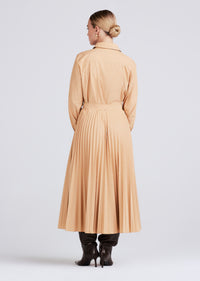Limestone Kenza Long Sleeve Pleated Shirt Dress | Women's Dress by Derek Lam 10 Crosby