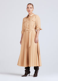 Limestone Kenza Long Sleeve Pleated Shirt Dress | Women's Dress by Derek Lam 10 Crosby