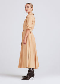 Limestone Kenza Long Sleeve Pleated Shirt Dress | Women's Dress by Derek Lam 10 Crosby