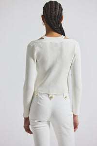 White Lonnie Viscose Knit Layered Cardigan | Women's Top by Derek Lam 10 Crosby