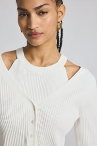 White Lonnie Viscose Knit Layered Cardigan | Women's Top by Derek Lam 10 Crosby