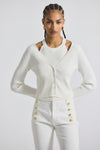 White Lonnie Viscose Knit Layered Cardigan | Women's Top by Derek Lam 10 Crosby